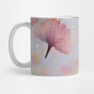 Watercolor Golden Ginko Leaves Grey Pink pattern Mug